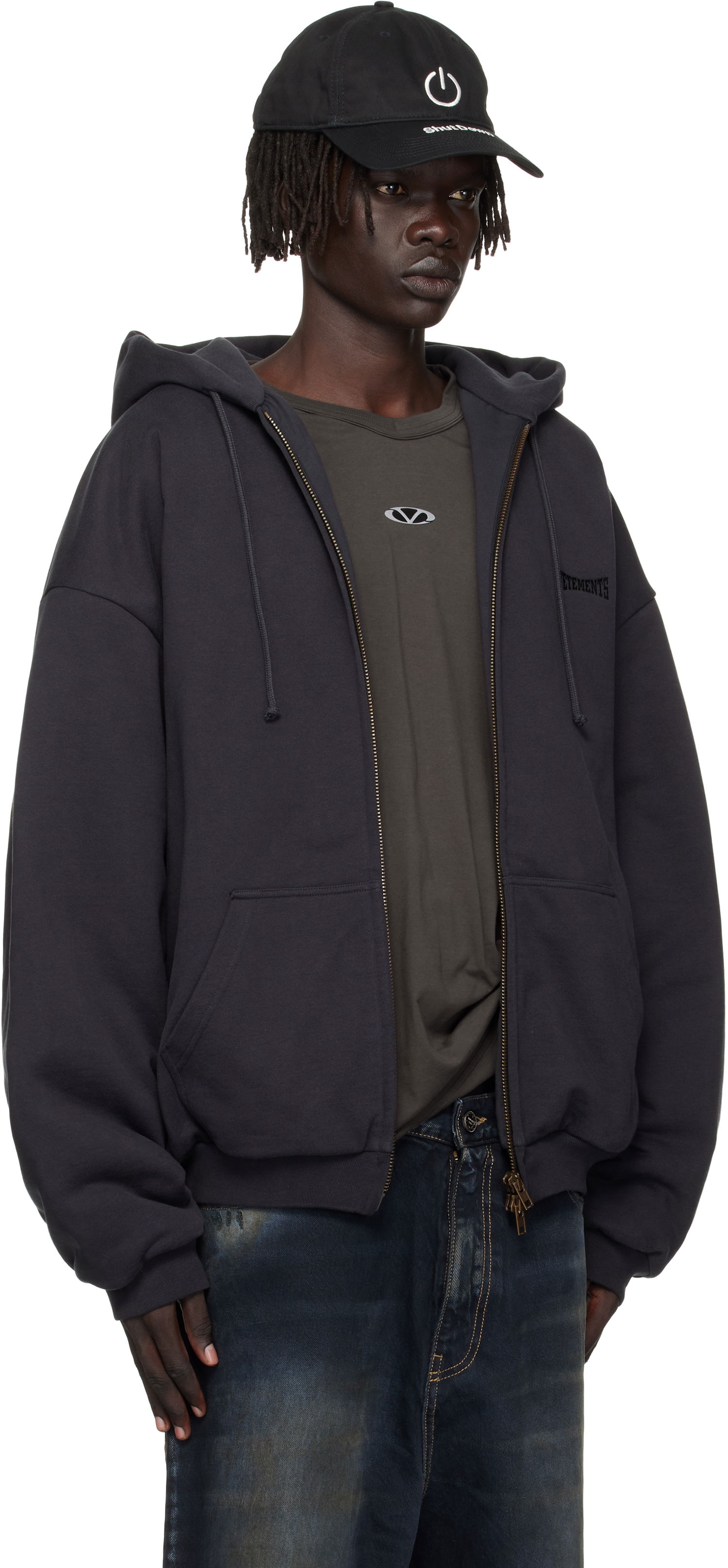 Dukserice VETEMENTS VETEMENTS Puffed Oversized Zip-Up Hoodie Crna | UH76ZU860B, 1