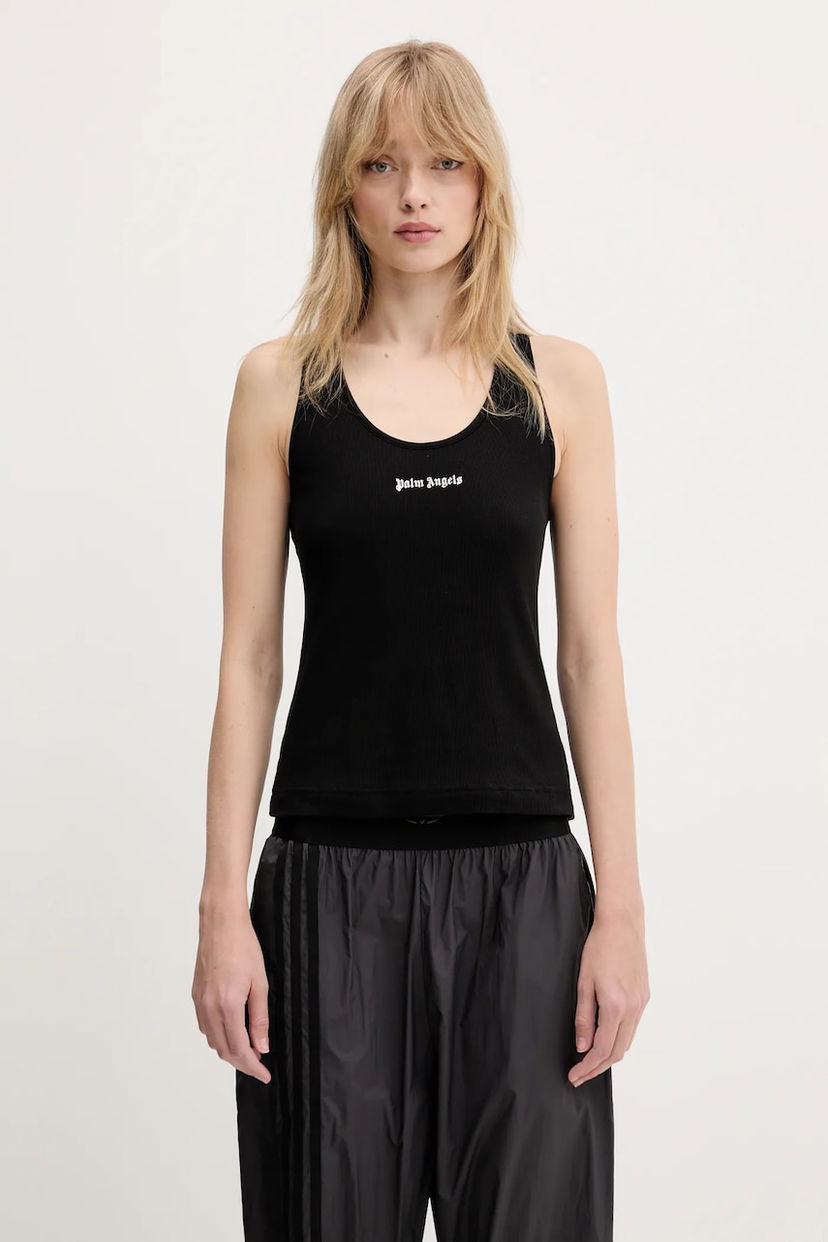 Majica bez rukava Palm Angels Palm Angels Classic Logo Rib Tank Top Crna | PWAC020C99FAB0011003