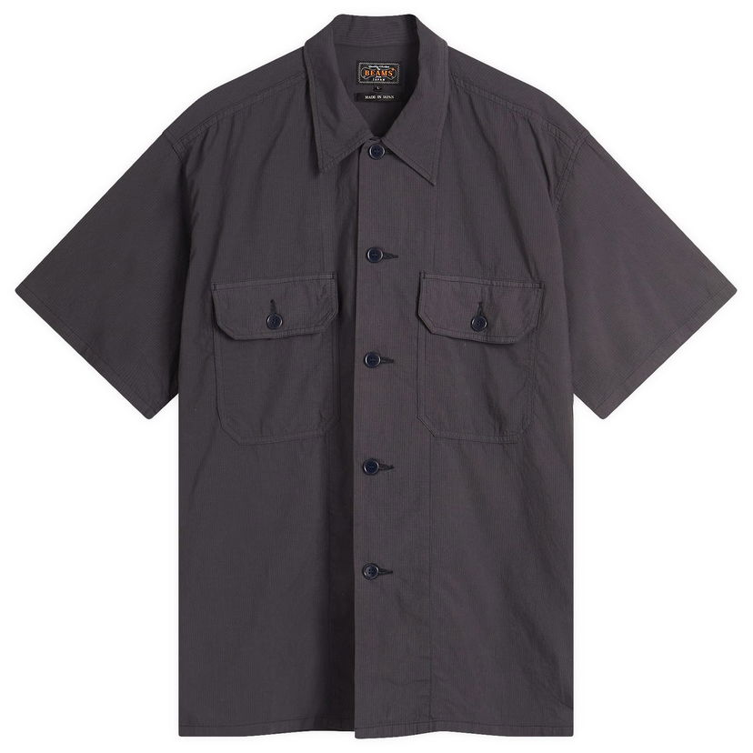 Košulja BEAMS Beams Plus Textured Ripstop Short Sleeve Shirt, Size Large Siva | 3801-0186-139-79
