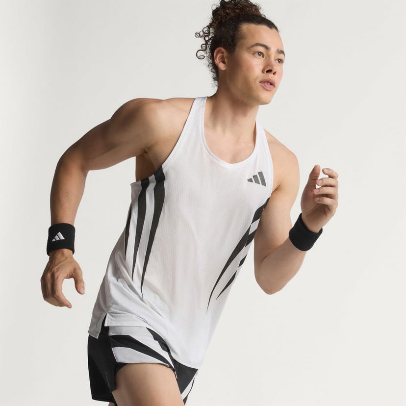 Majica bez rukava adidas Performance Adizero Archive Running Tank Top Bijela | JP1489