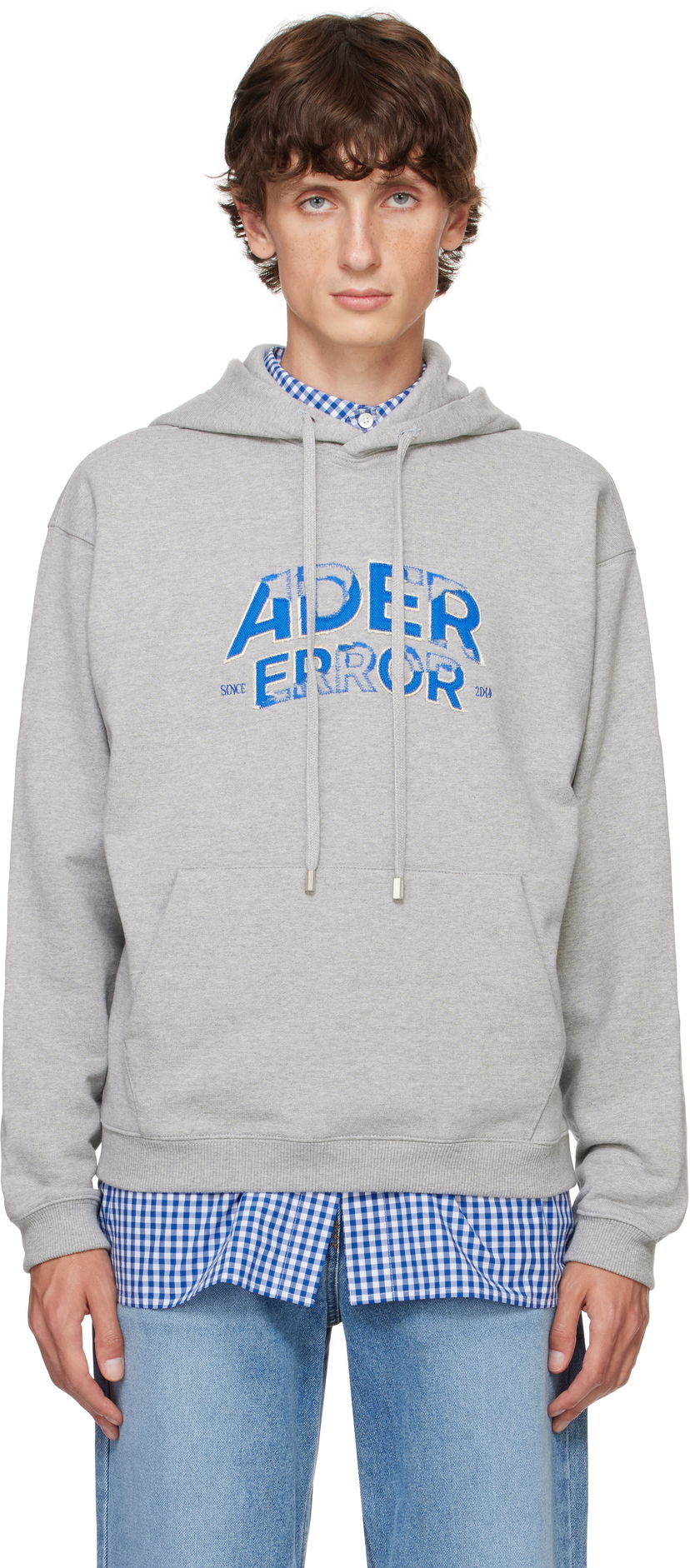 Dukserice ADER ERROR Embroidered Logo Hoodie Siva | BN25FYHD0101GR