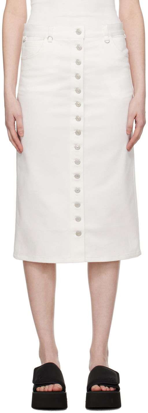 Suknja Courrèges Courrèges Multiflex Denim Button-Front Skirt Bijela | 124DJU155DE0022