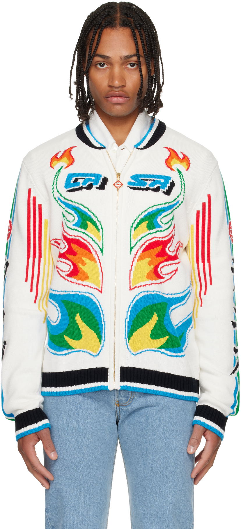 Bomber jakna Casablanca Flame Laurel Cotton Knit Casa Club Jacket Višebojno | M-AW25-KW-1100-01
