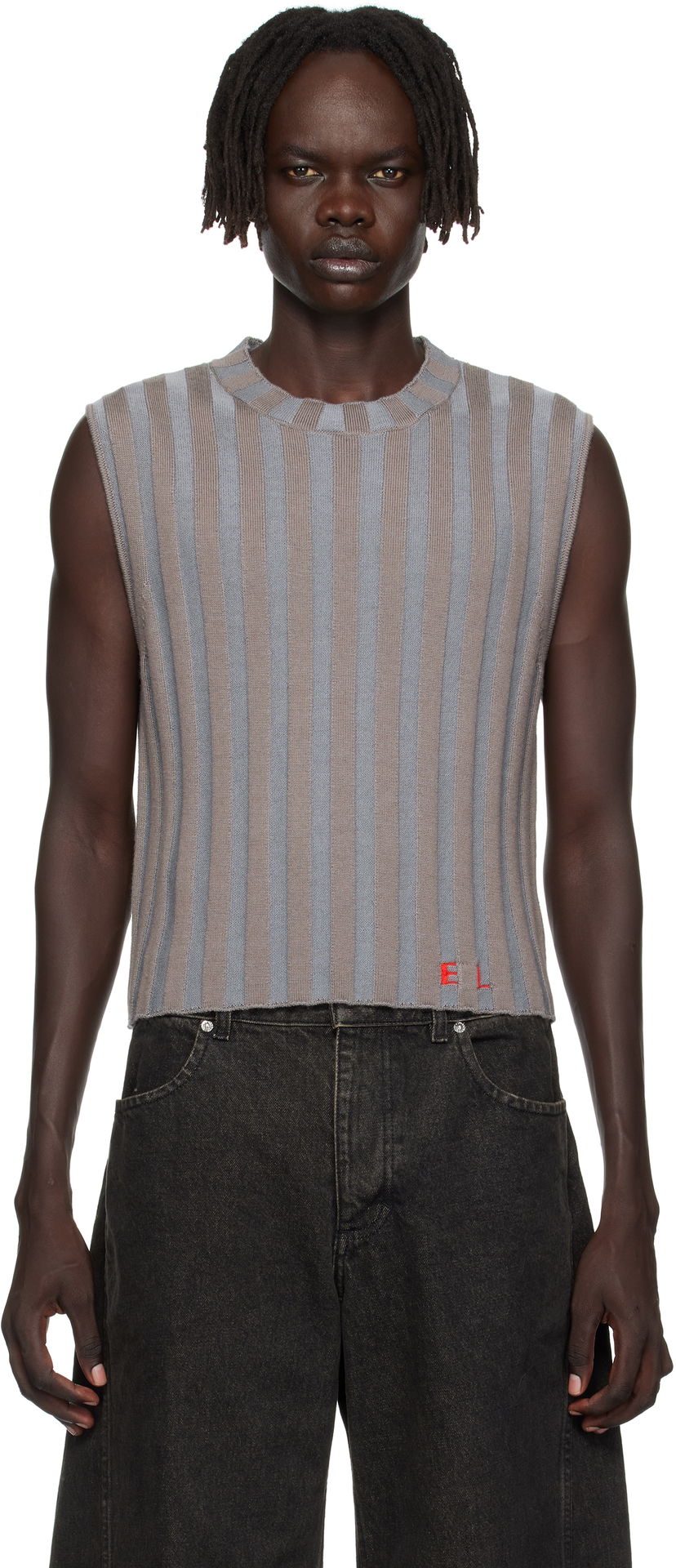 Džemper Eckhaus Latta Eckhaus Latta Ribbed Knit Vest Siva | 8025-EL-PF25-H