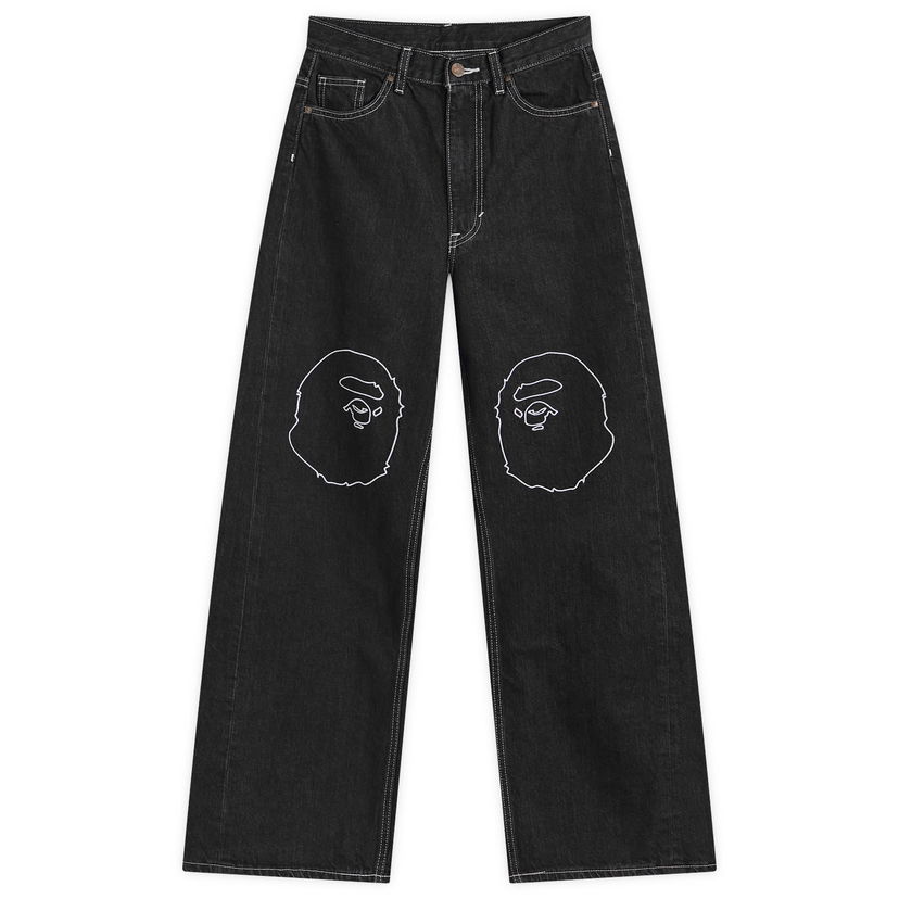 Jeans BAPE Ape Head Oversized Jeans Crna | 001DPK802005L-BLK