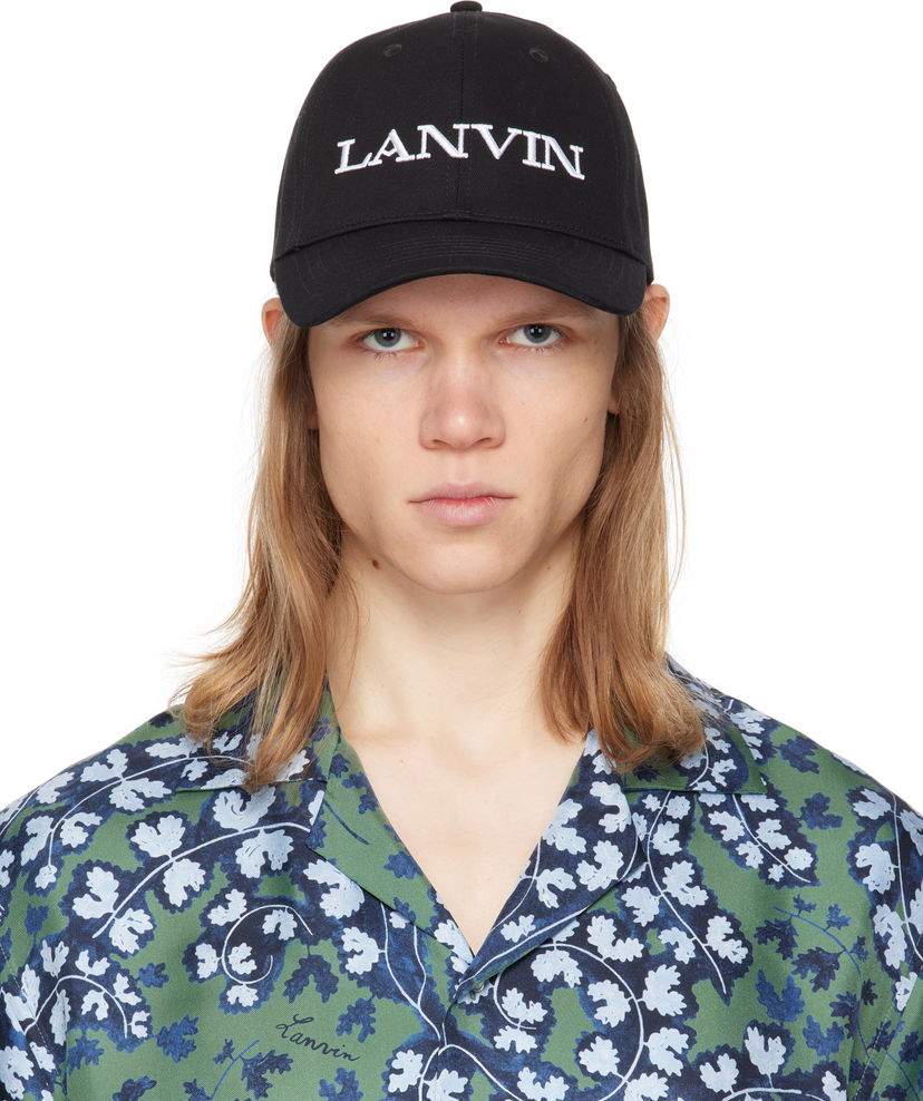 Kapa LANVIN Lanvin Embroidered Cotton Baseball Cap Crna | AM-HAWCA1-1CLO-P25
