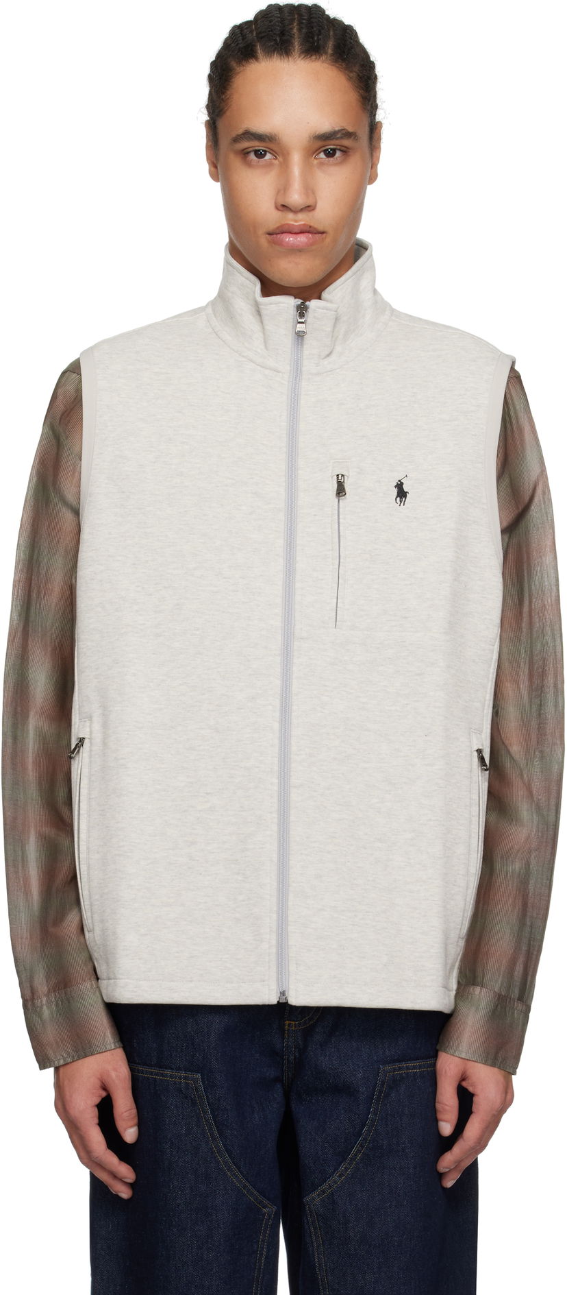Prsluk Polo by Ralph Lauren Polo Ralph Lauren Double-Knit Mock Neck Vest Siva | 710934621005