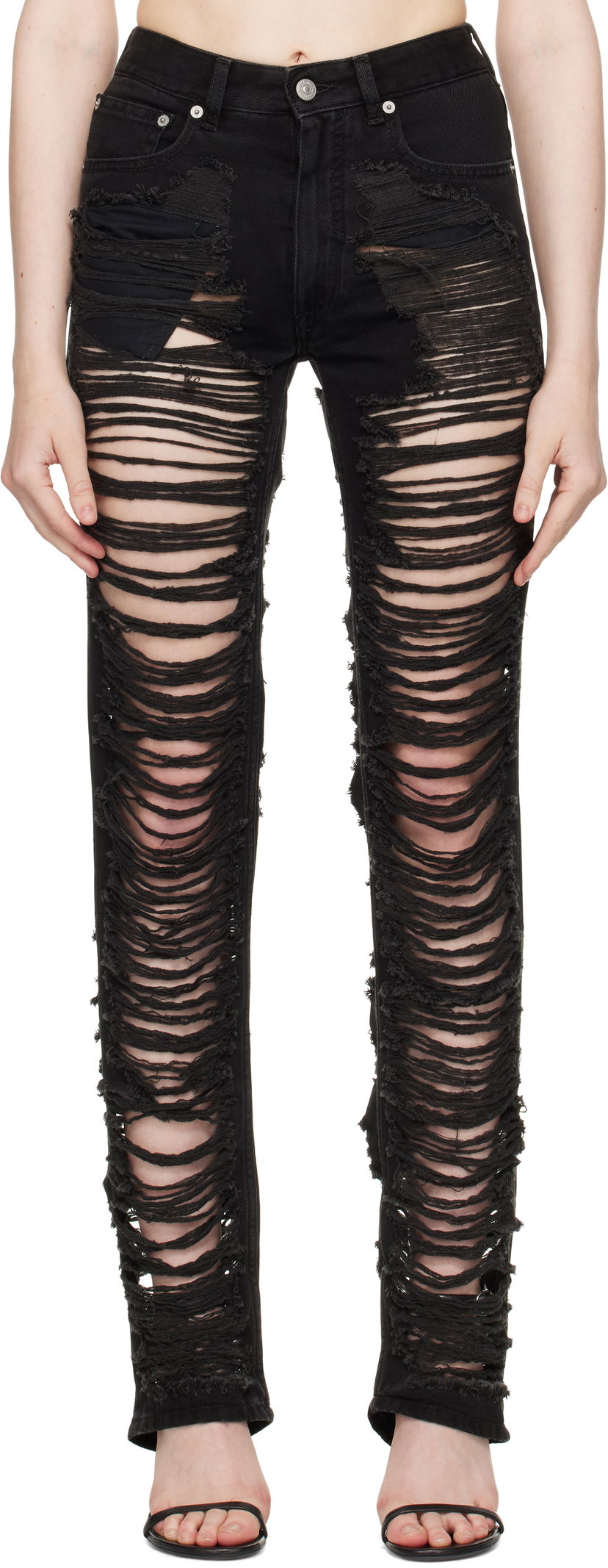 Jeans Maison Margiela MM6 Maison Margiela 5 Pockets Shredded Jeans Crna | S62LB0194 M30011