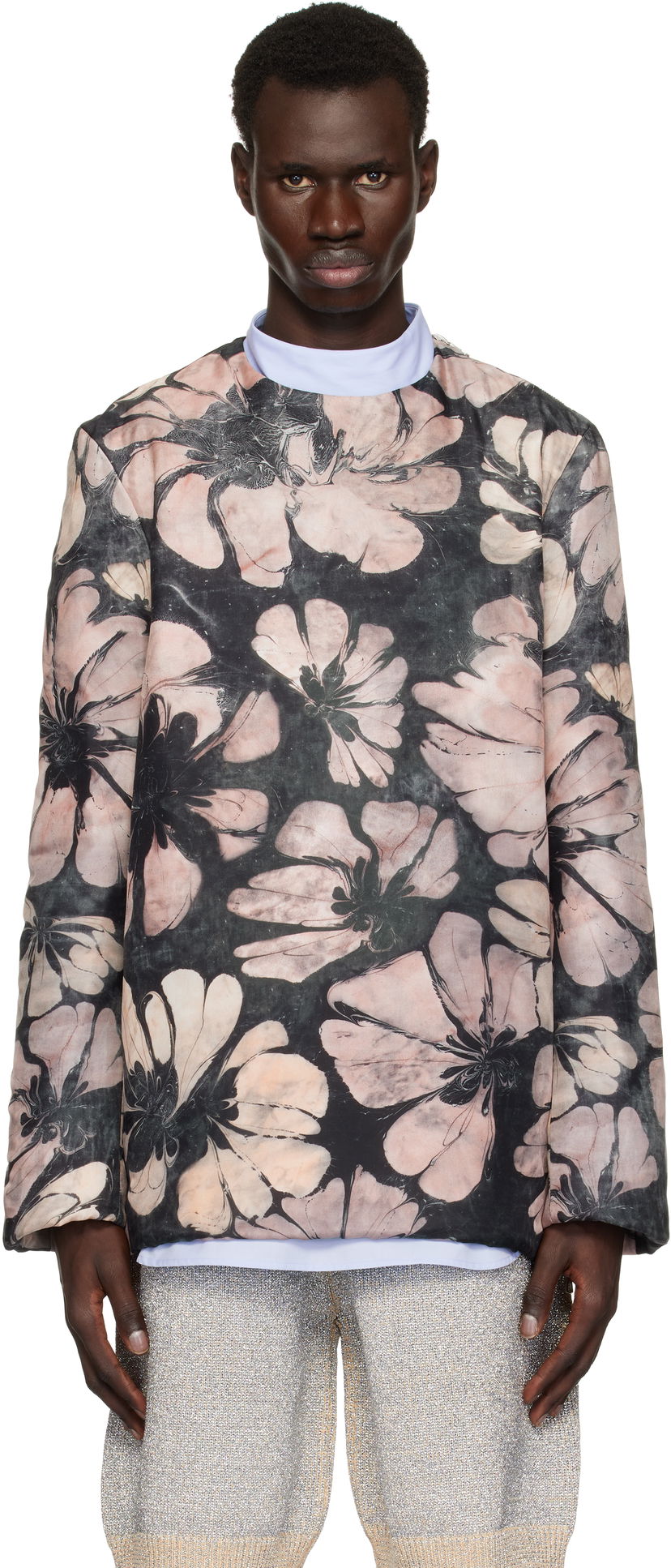 Džemper Dries Van Noten Dries Van Noten Silk Floral-Print Long Sleeve Top Ružičasta | 251-020746-1202