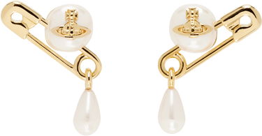 Naušnice Vivienne Westwood Vivienne Westwood Claude Small Pearl Safety Pin Stud Earrings Metalik | 62010363-02R107-, 0