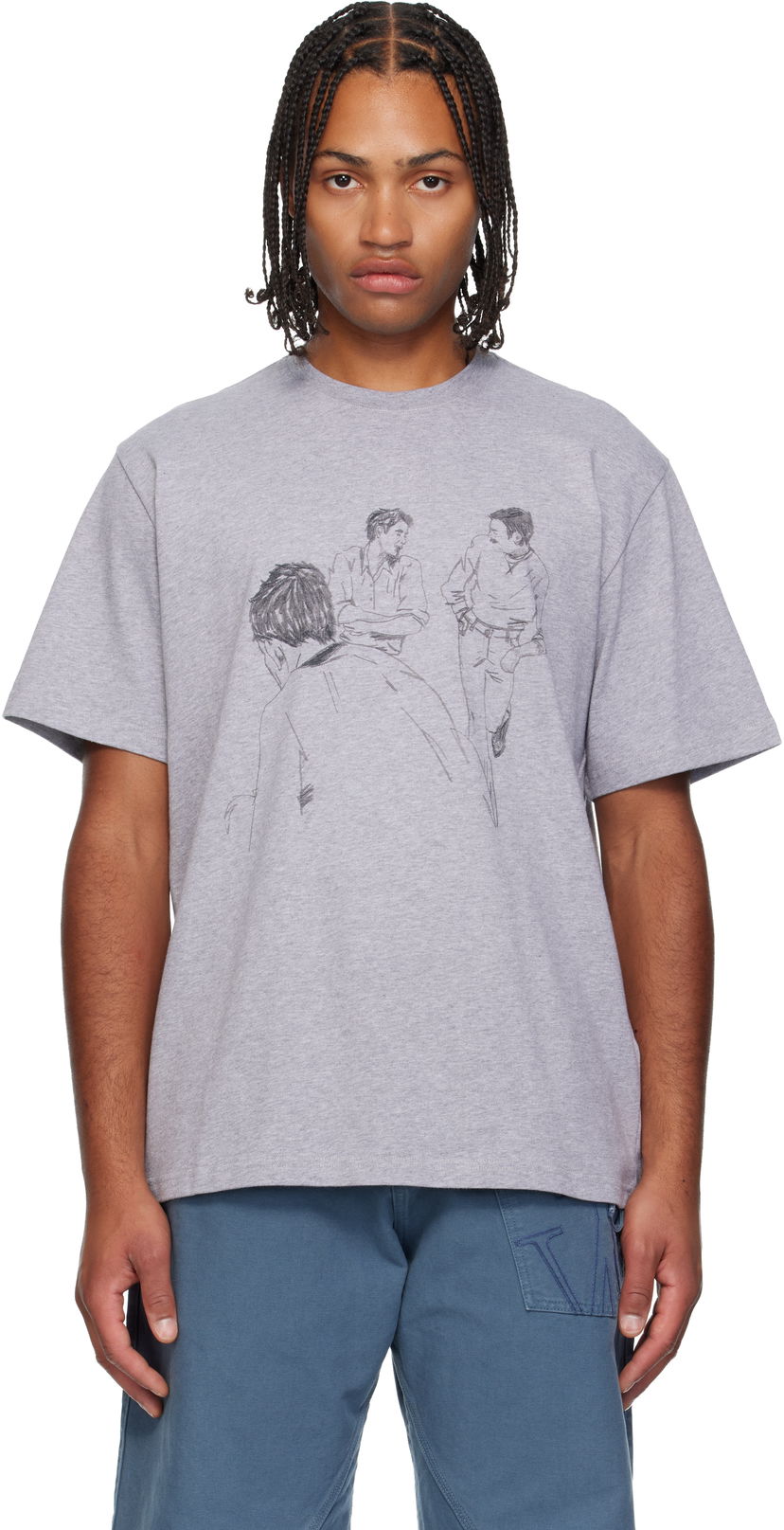 Majica kratkih rukava JW Anderson Cafe Scene Printed T-shirt Siva | JT0303-PG1510