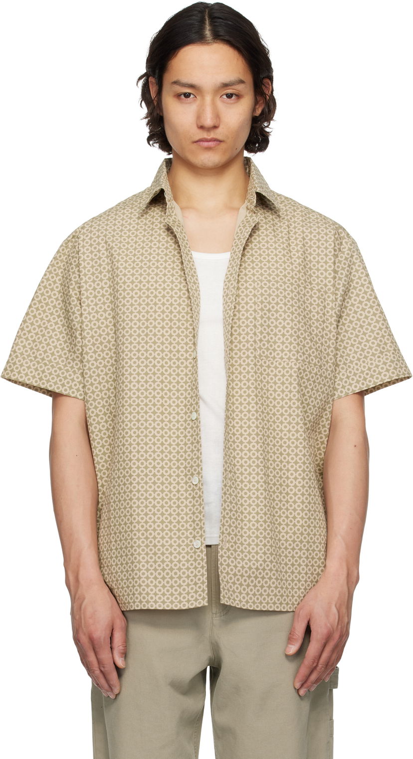 Košulja A.P.C. A.P.C. Ross Geometric-Print Short-Sleeve Shirt Bež | COHFY-H12541