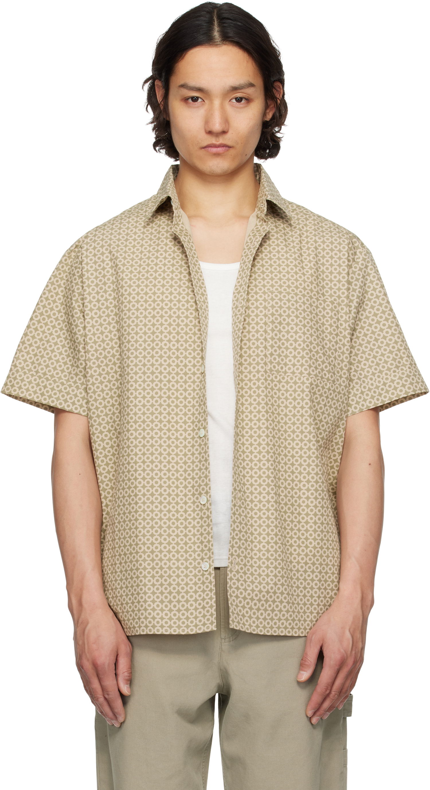 Košulja A.P.C. A.P.C. Ross Geometric-Print Short-Sleeve Shirt Bež | COHFY-H12541, 0
