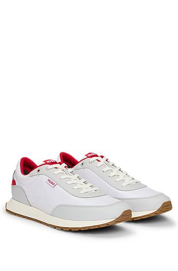 Odjeća BOSS HUGO Mixed-Material Logo Flag Trainers Bijela | 50542721