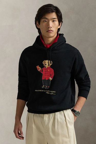 Dukserice Polo by Ralph Lauren Black Hoodie With Bear Print Crna | 710962139, 0