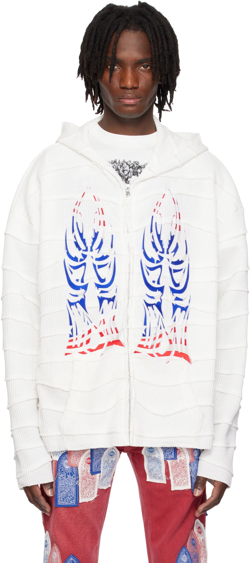 Dukserice Who Decides War Who Decides War Winged Glory Wavelength Zip-Up Hoodie Bijela | 1110260001SS25