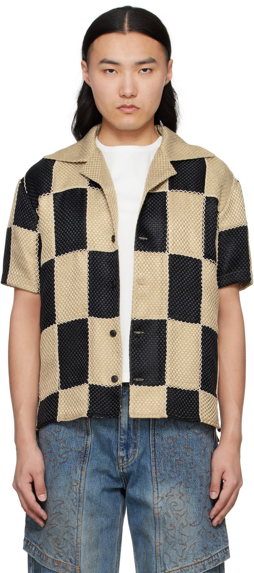 Košulja Andersson Bell Andersson Bell Patchwork Open Collar Shirt Bež | atb1233m