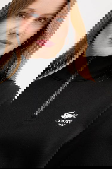 Dukserice Lacoste Cotton Half-Zip Sweatshirt with Paris Logo Print Crna | SH2735, 8
