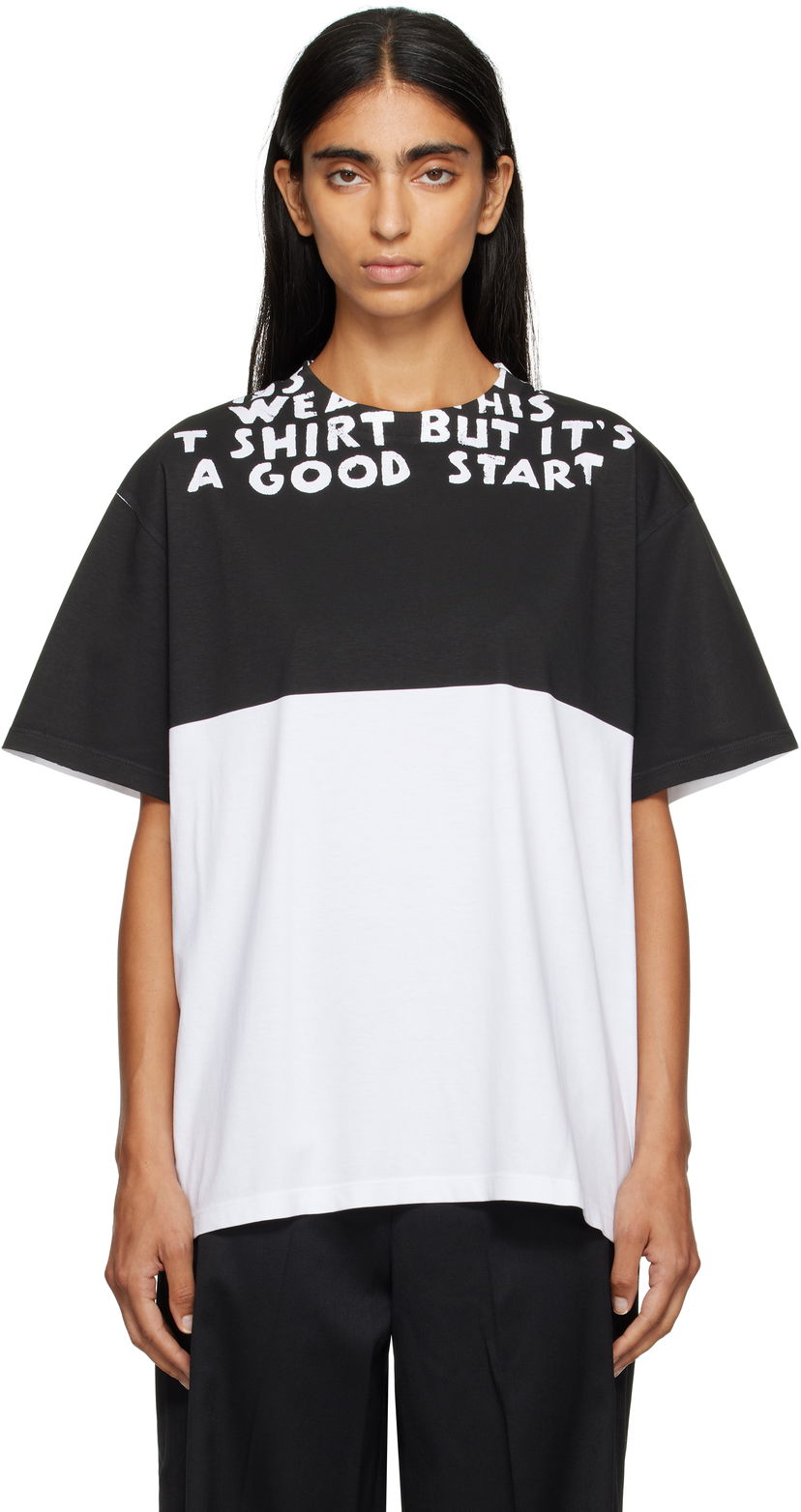 Majica kratkih rukava Maison Margiela MM6 Maison Margiela Two-Tone T-Shirt Bijela | SH2GC0033 M20048