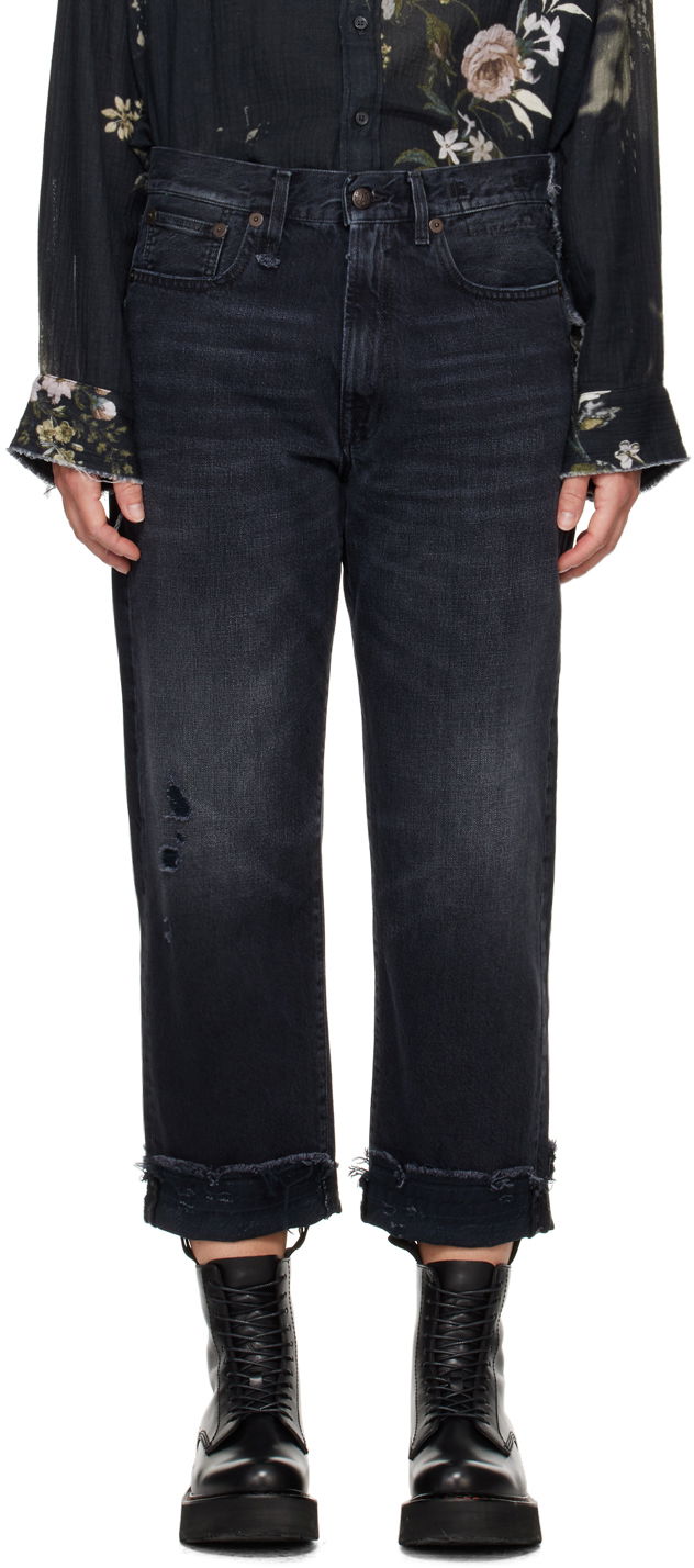 Jeans R13 R13 Mid-Rise Straight Boyfriend Jeans Crna | R13W5083-394A