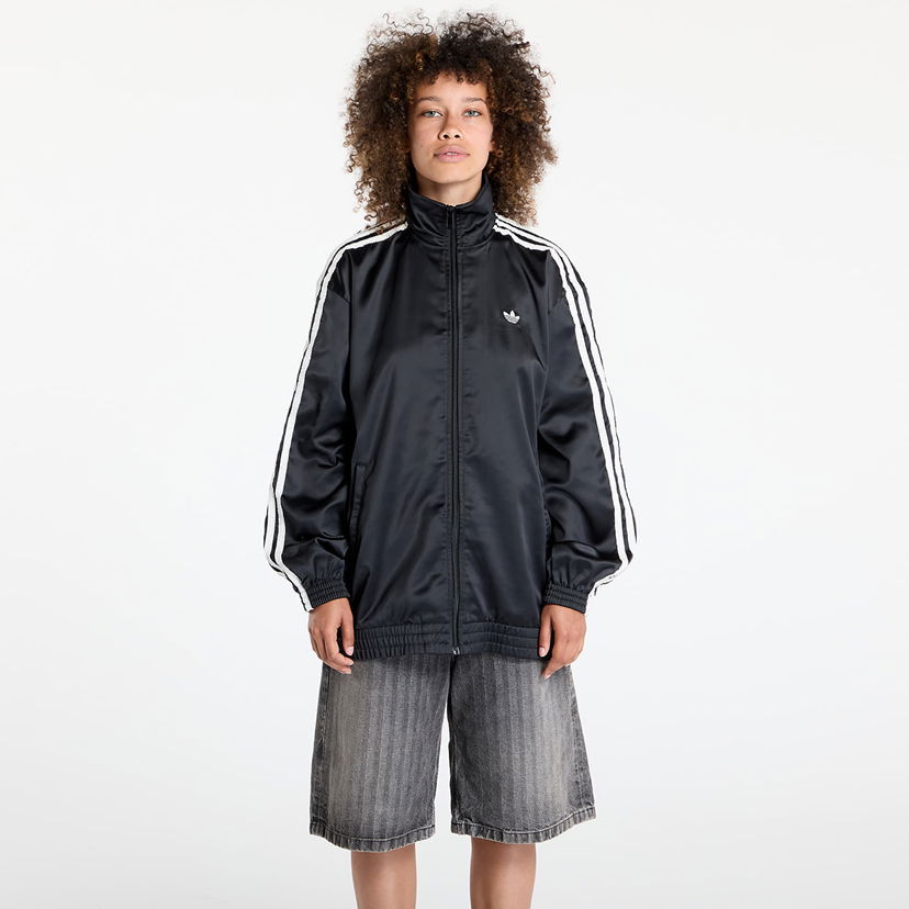 Jakna adidas Originals adidas Originals Satin Firebird Ruffle Track Jacket Crna | KC8810