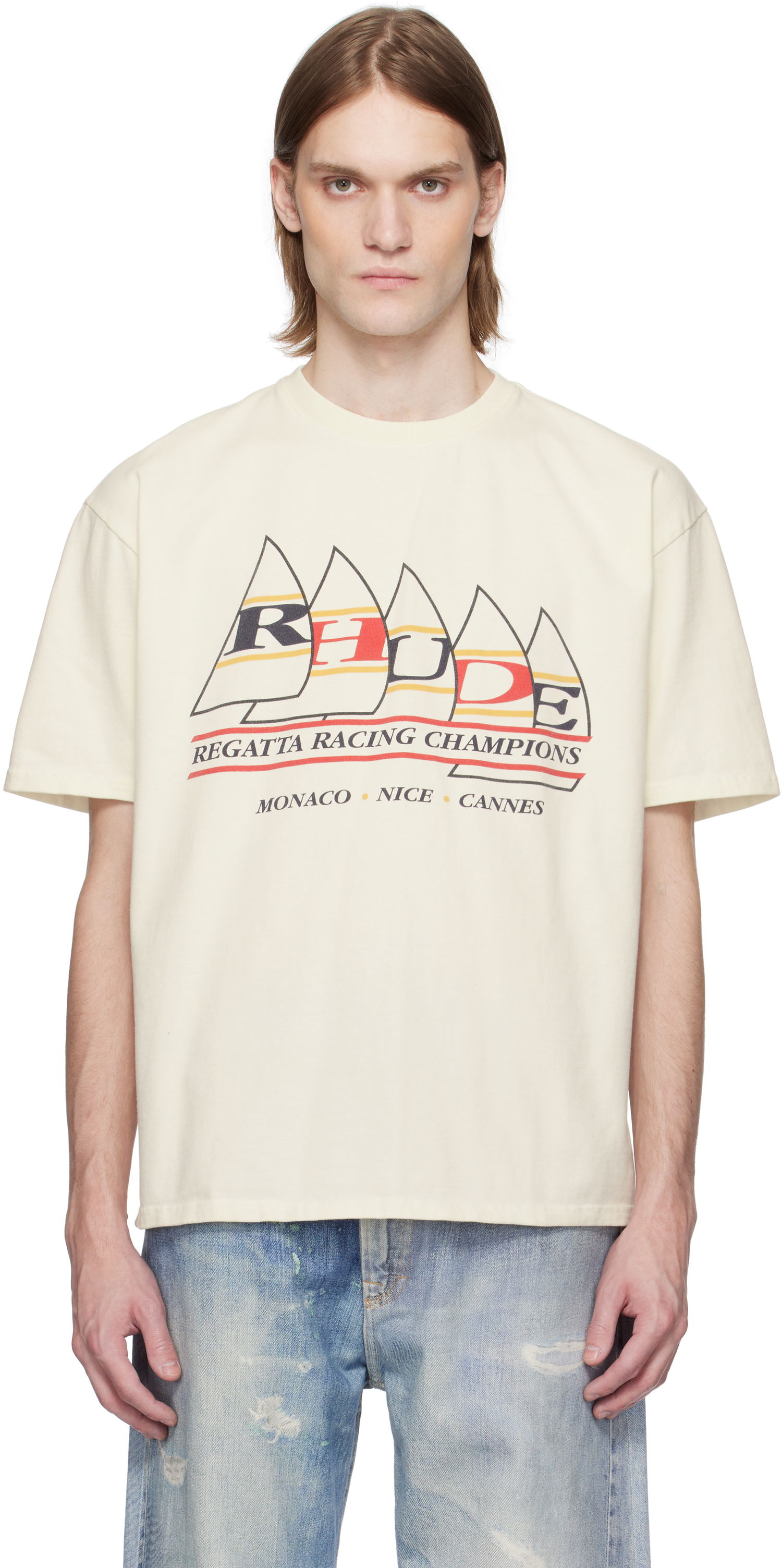 Majica kratkih rukava Rhude Rhude Regatta Champions Graphic T-Shirt Bež | RHSS25TT04012, 0