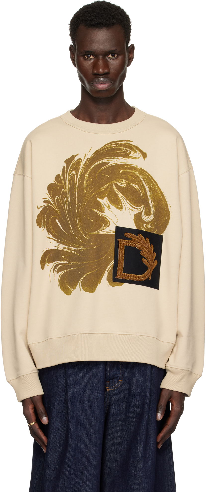 Dukserice Dries Van Noten Dries Van Noten Appliqué Sweatshirt Bež | 251-021166-1610