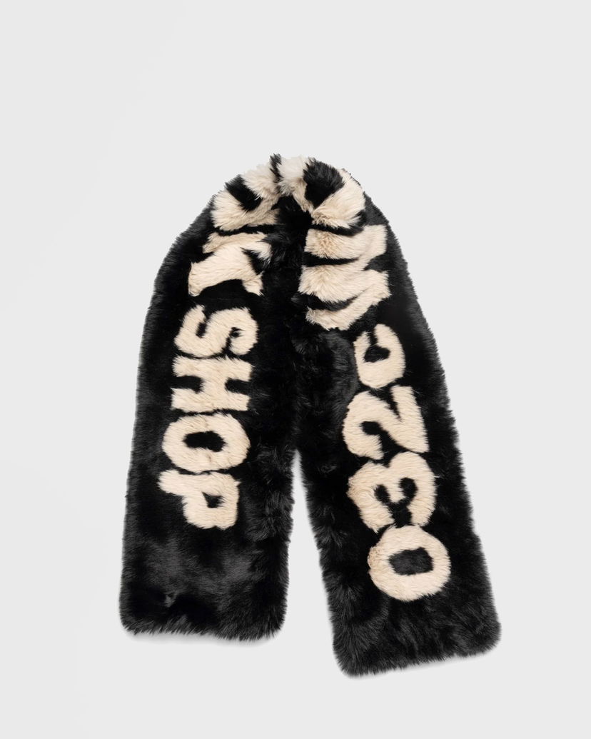Šal 032C Faux Fur Scarf With Lettering Crna | F24-UAW-3303-050