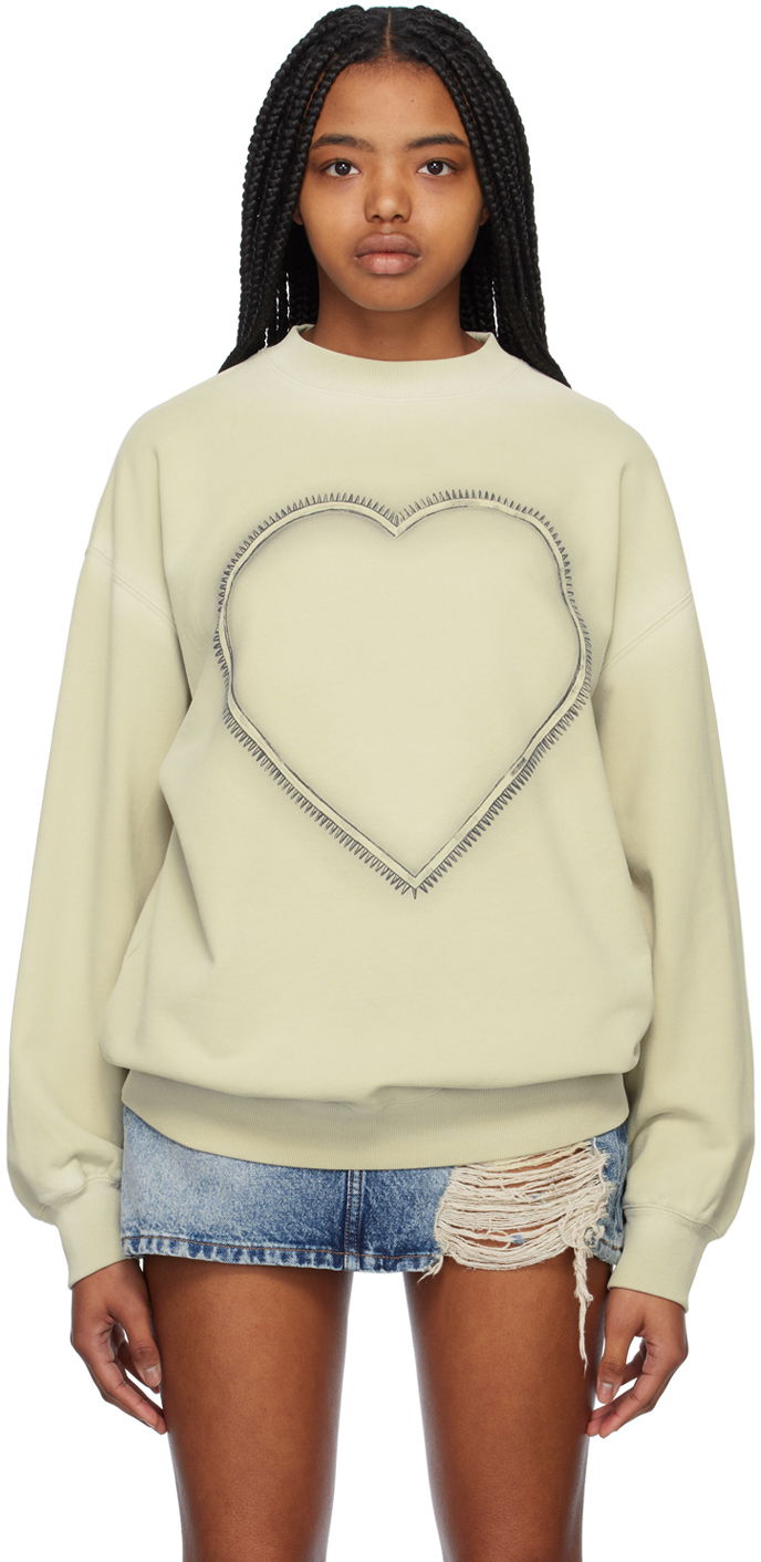 Džemper We11done We11done Heart Choker Sweatshirt Zelena | WD-TS1-23-809-U-IV