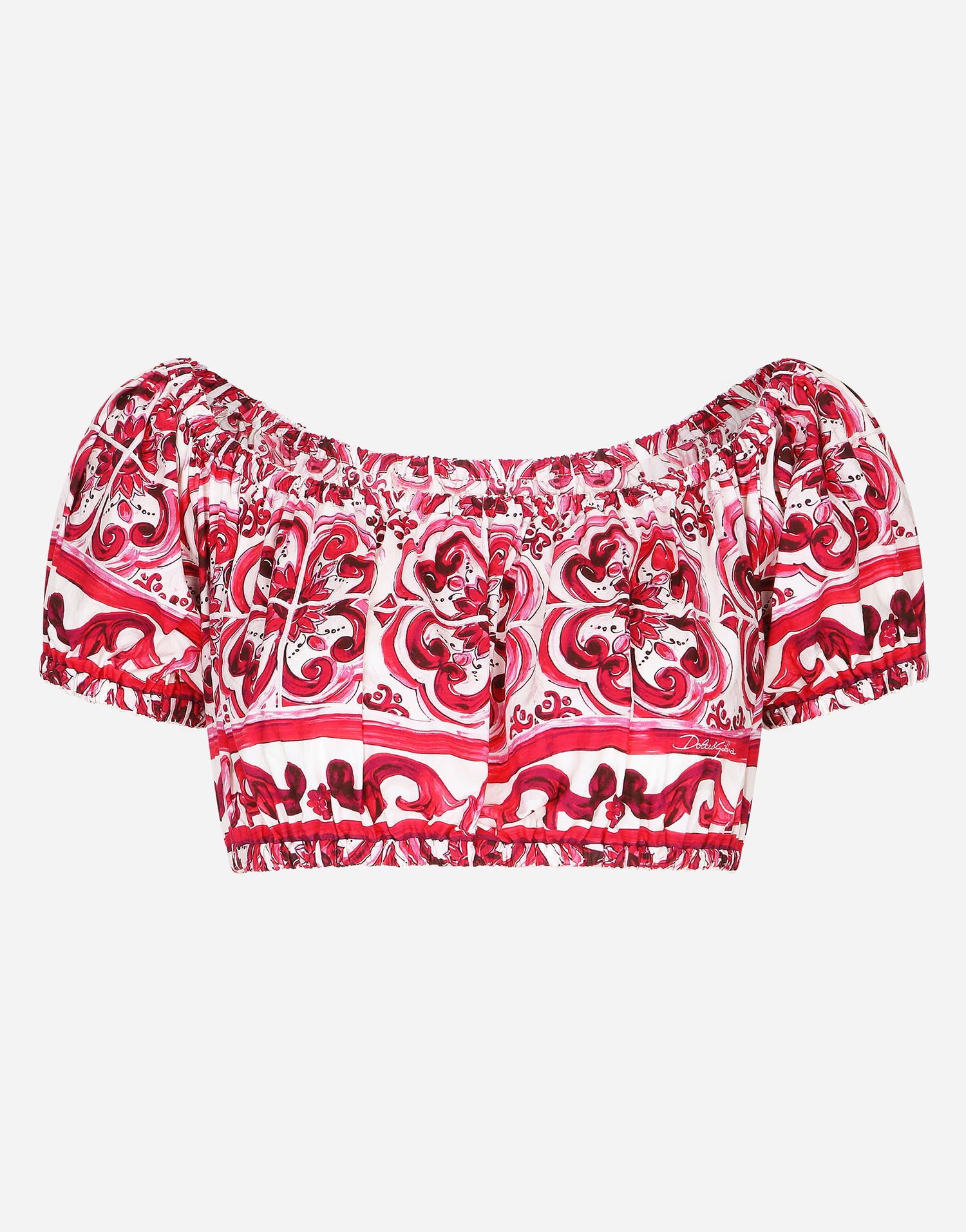 Crop top Dolce & Gabbana Majolica-print Poplin Crop Top Ružičasta | F755RTHH5BAHE3TN, 0