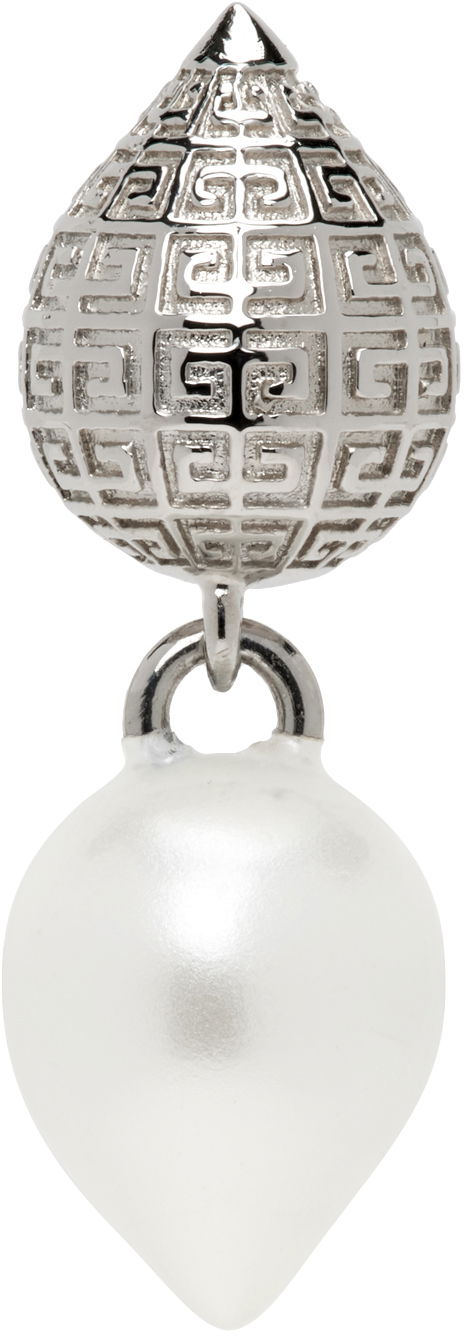 Naušnice Givenchy Silver & White G Stud Single Earring Siva | BN105WF045132