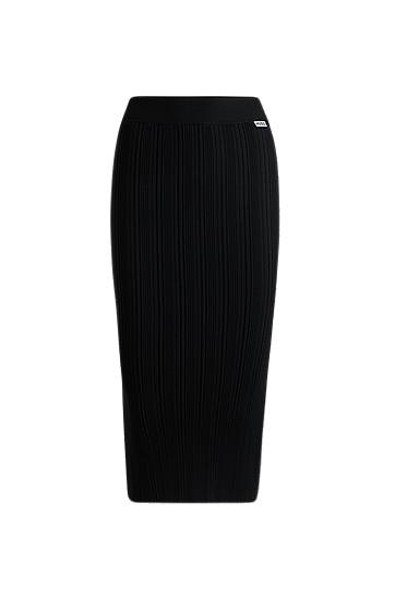 Suknja BOSS Women's Irregular-Rib Crepe Midi Tube Skirt Crna | 50514292