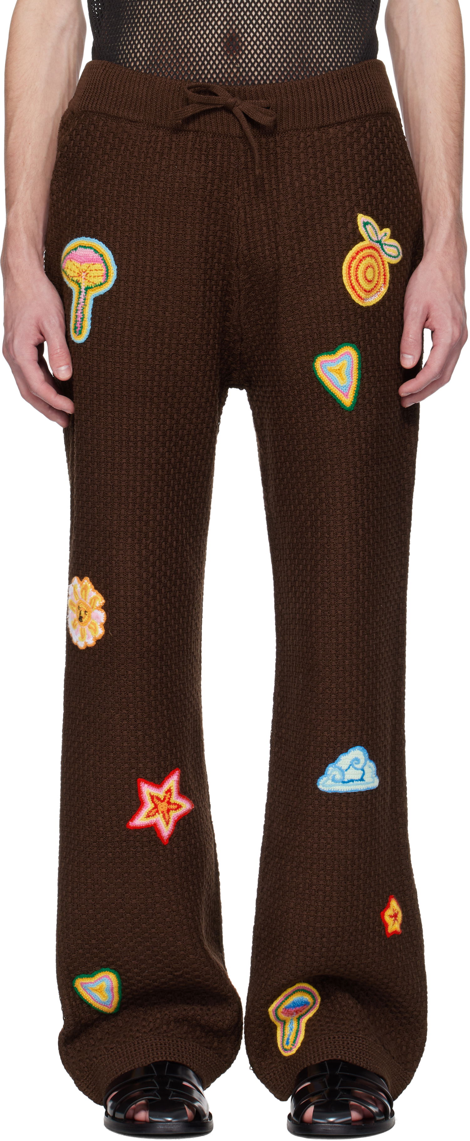 Trenirka Casablanca Casablanca Motif Crochet Sweatpants Smeđa | MS25-KW-915-01, 0