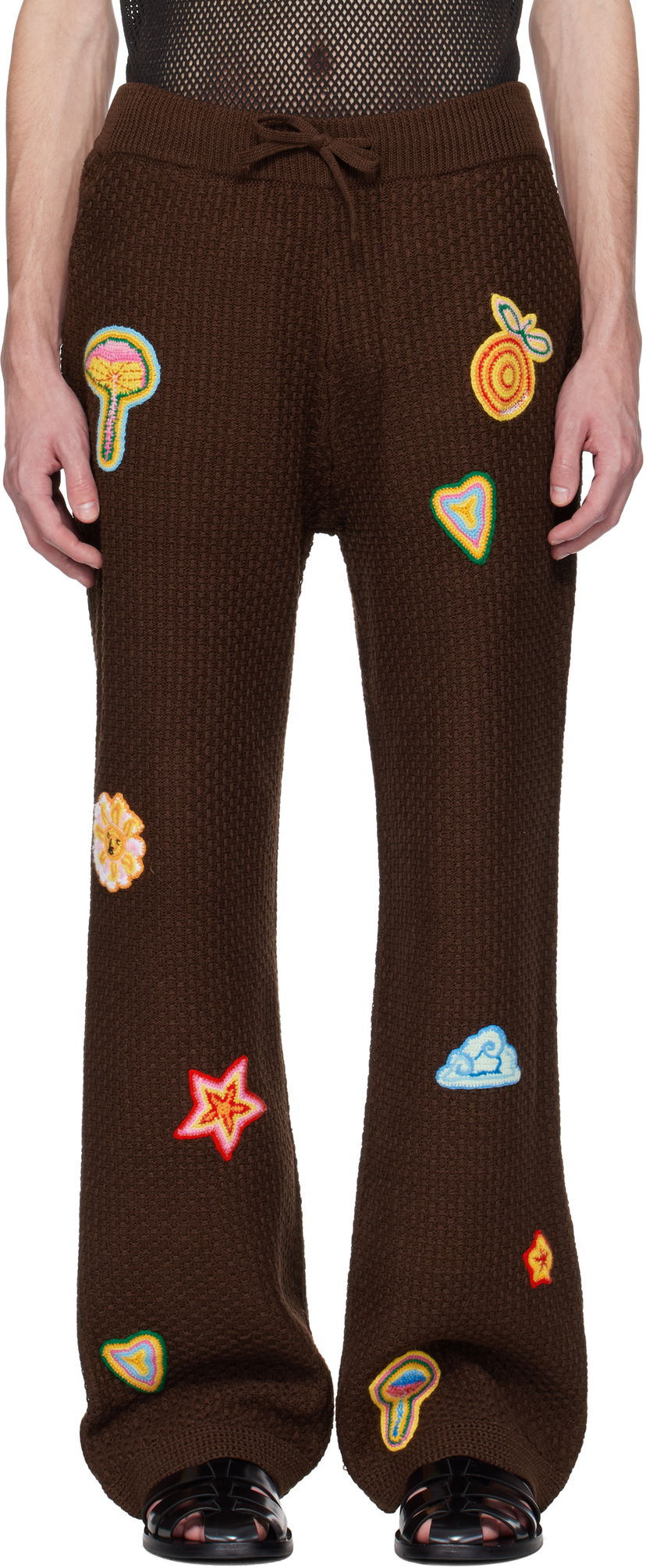 Trenirka Casablanca Casablanca Motif Crochet Sweatpants Smeđa | MS25-KW-915-01