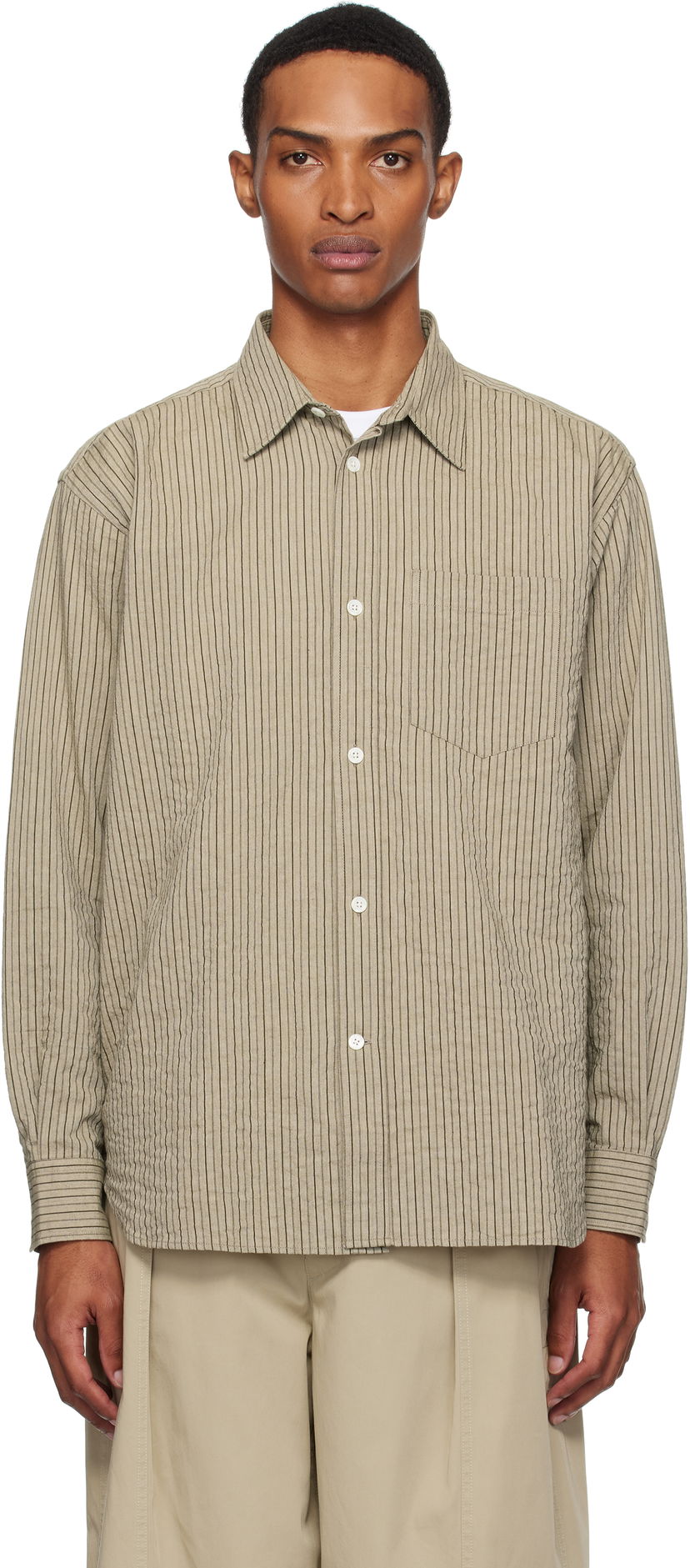 Košulja NORSE PROJECTS Norse Projects Oversized Striped Shirt Bež | N40-0828