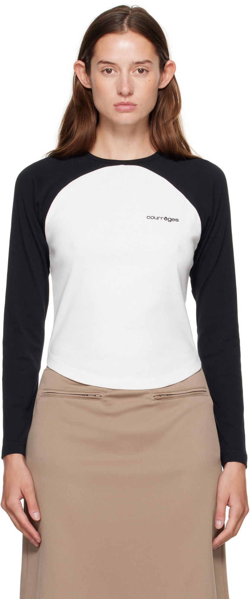 Majica kratkih rukava Courrèges Courrèges Circle Contrast Long Sleeve T-Shirt Bijela | 325JTS228JS0203