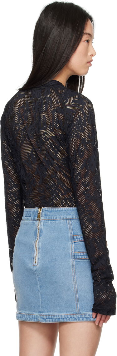 Džemper Versace Versace Jeans Couture Fishnet Long Sleeve T-Shirt Crna | E78GAH611_EJ0200, 2