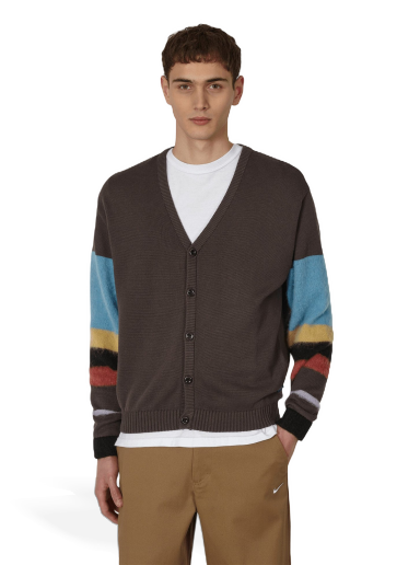 Džemper Awake NY Striped Mohair Sleeve Cardigan Smeđa | AWK-FW22-KN001 BRO