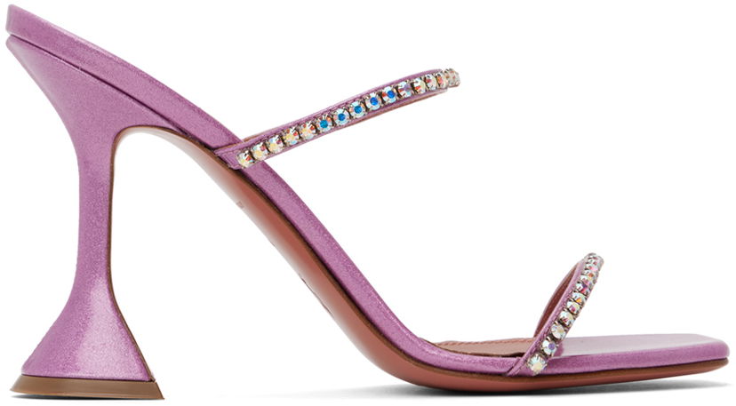 Njega cipela Amina Muaddi Amina Muaddi Gilda Crystal-Embellished Heeled Sandals Ljubičasta | GILDA SLIPPER CL GLITTER