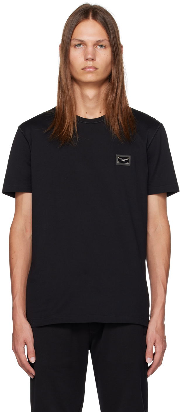 Majica kratkih rukava Dolce & Gabbana Black Plaque T-Shirt Crna | G8PT1TG7F2I