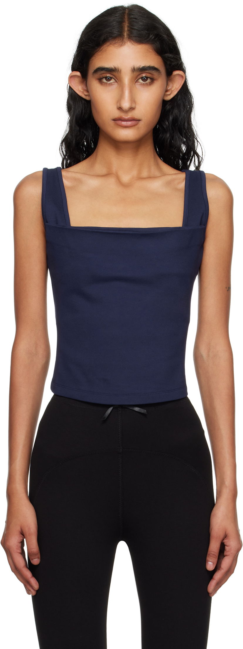 Majica bez rukava Miaou Miaou Luna Square Neck Tank Top Tamnoplava | 7110PONNVY