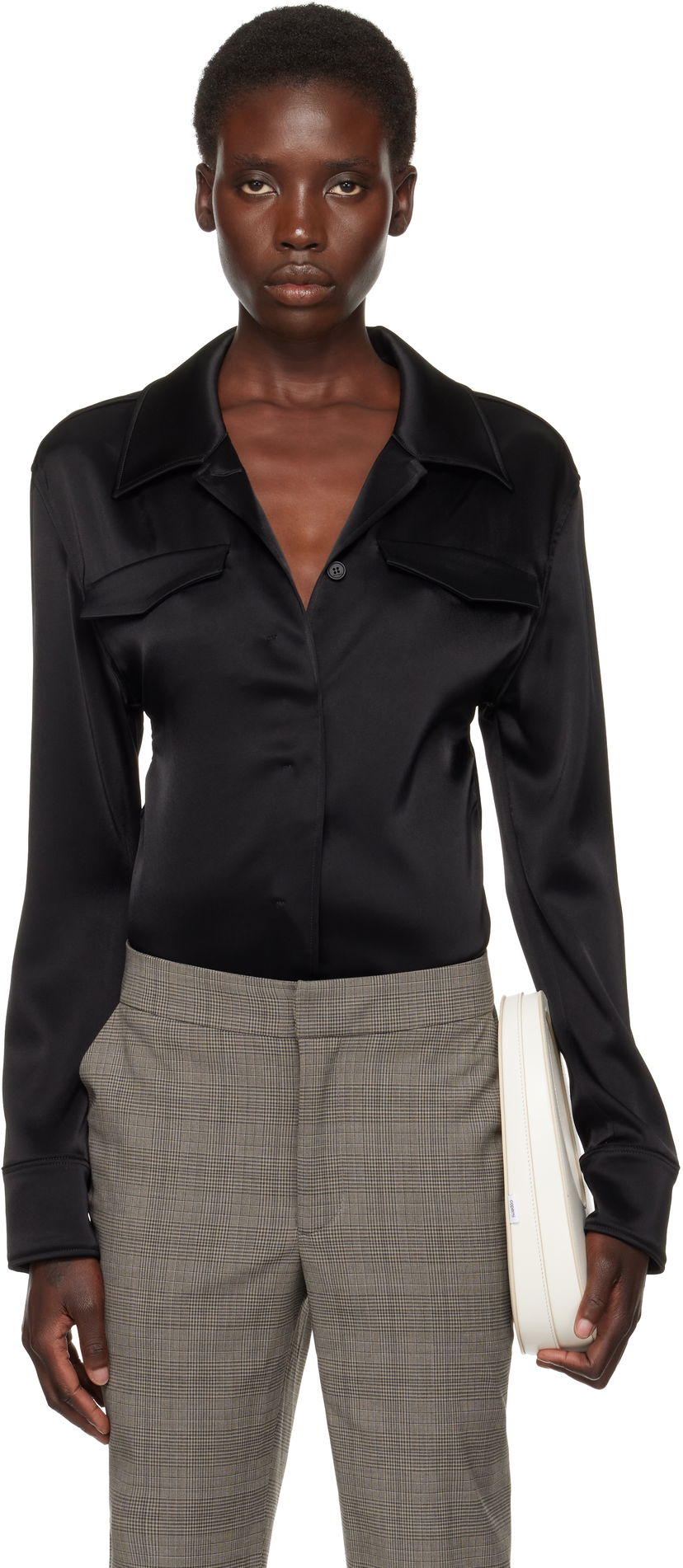 Košulja Courrèges Courrèges Satin Shirt Crna | 225CBD123TA0007