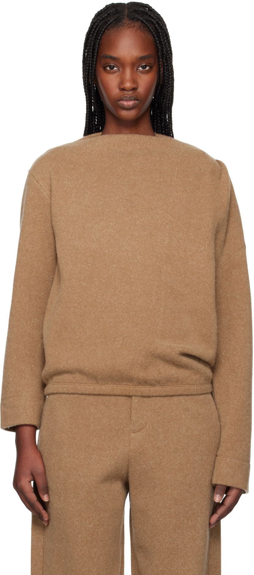 Džemper Max Mara Max Mara Oxa Boat Neck Sweatshirt Smeđa | 2511921048600