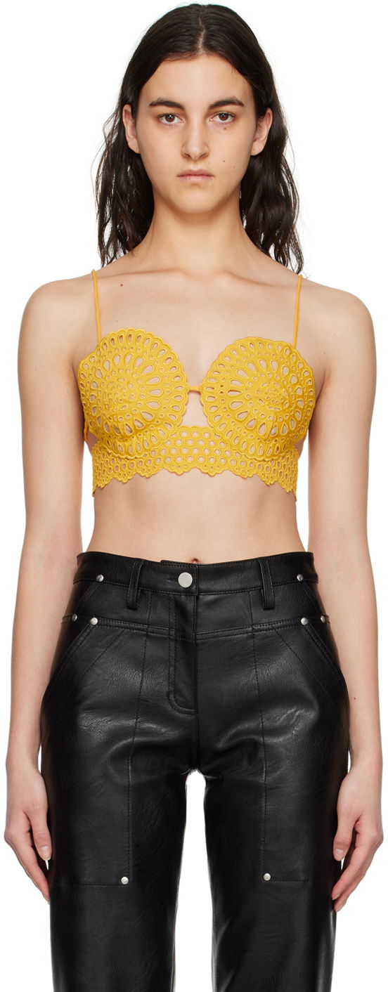 Grudnjak Stella McCartney Stella McCartney Women's Scalloped Camisole Žuta | 6T00593BU304