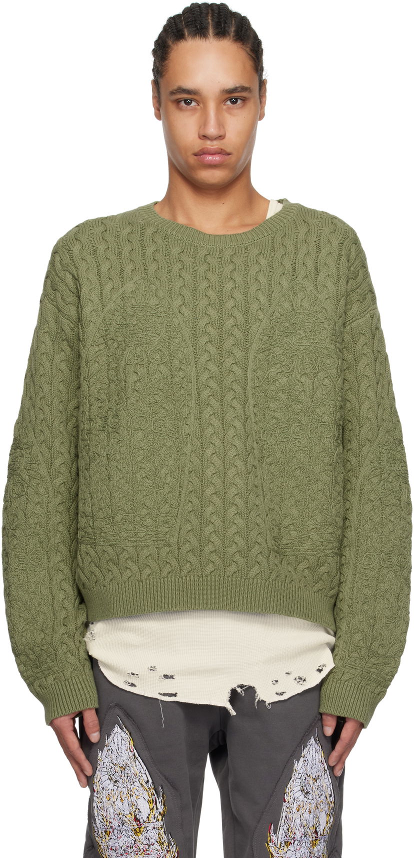 Džemper Who Decides War Who Decides War Cable Knit Sweater Zelena | 1110300011SS25