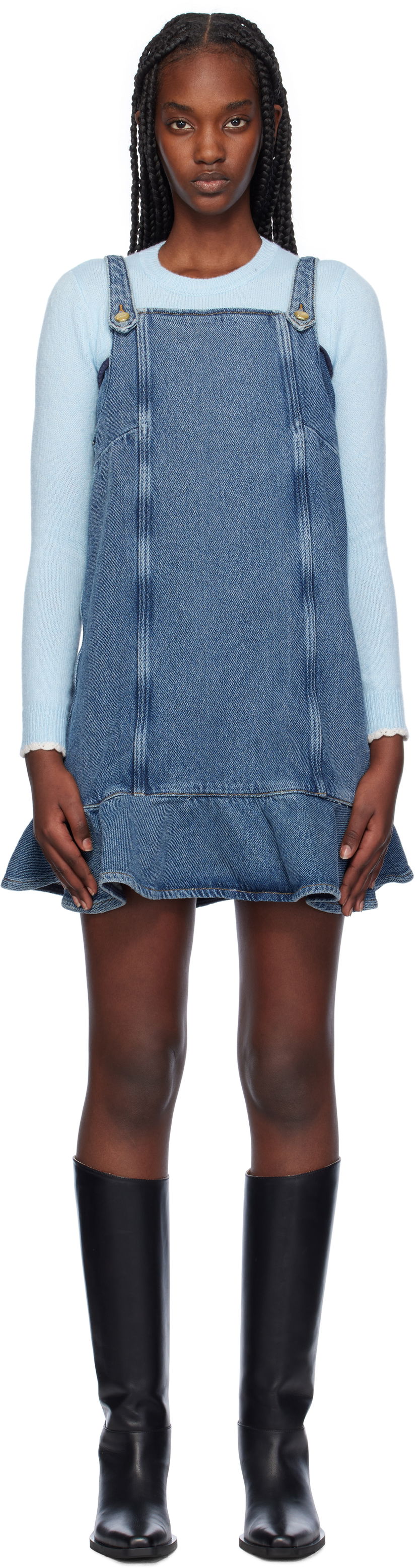 Haljina GANNI Paneled Denim Minidress Plava | J1584