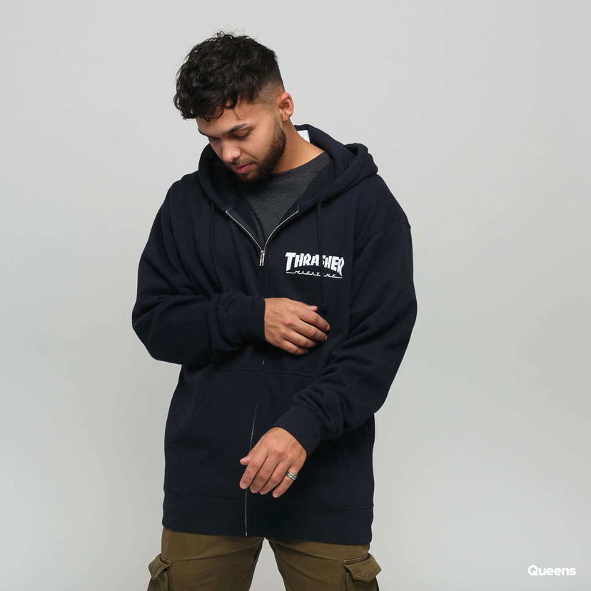 Dukserice Thrasher Thrasher Magazine Logo Zip Hoodie Tamnoplava | 113109