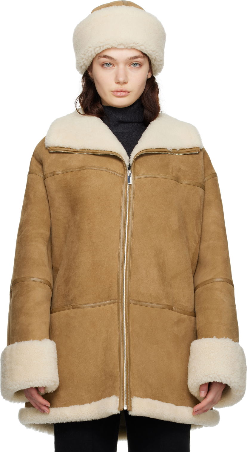 Pernata jakna TOTEME TOTEME Signature Shearling Jacket Smeđa | 251-WRO876-LE0107