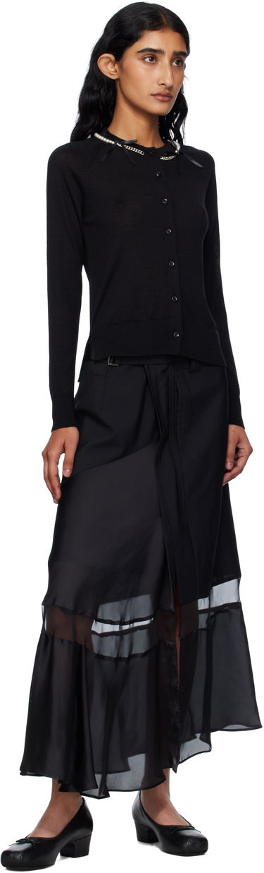 Džemper Simone Rocha Simone Rocha Pearl & Chain Bow Cardigan Crna | KMK13B 0647, 3