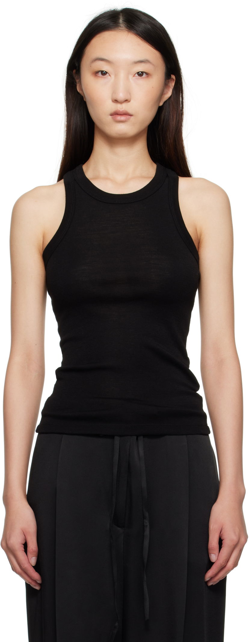 Majica bez rukava Róhe Róhe Racerback Merino Jersey Tank Top Crna | 416-20-219